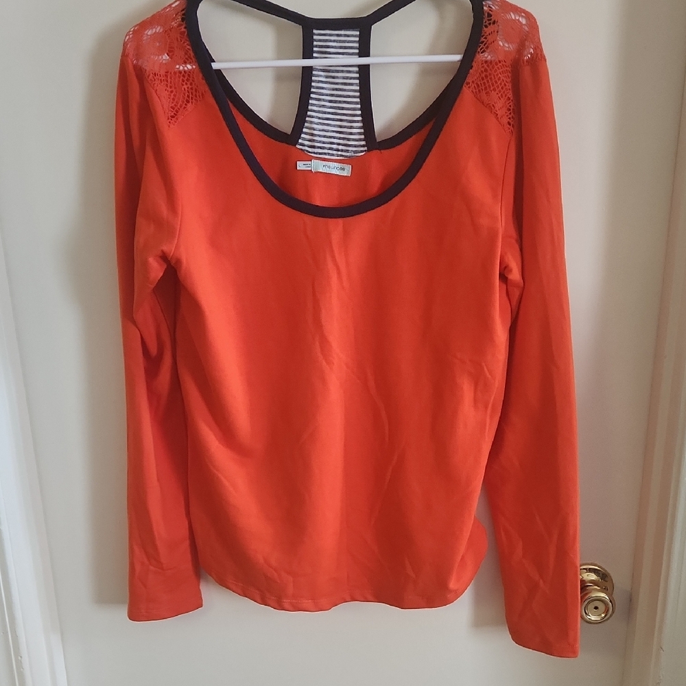 Orange Lace Detail Women's Top